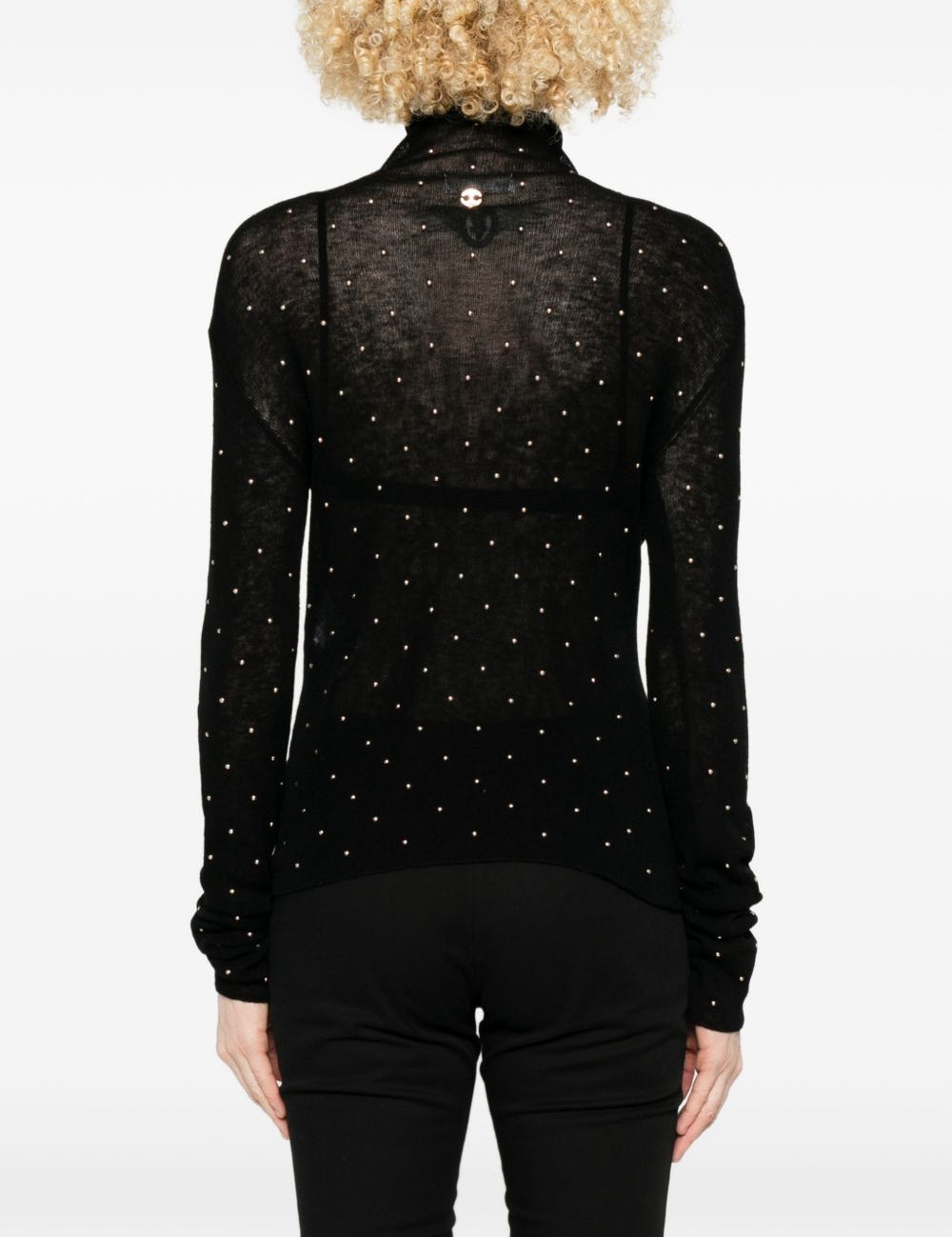 Maglione a collo alto con borchie in nero Rabanne - donna 
