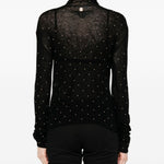 Maglione a collo alto con borchie in nero Rabanne - donna 