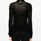 Maglione a collo alto con borchie in nero Rabanne - donna 