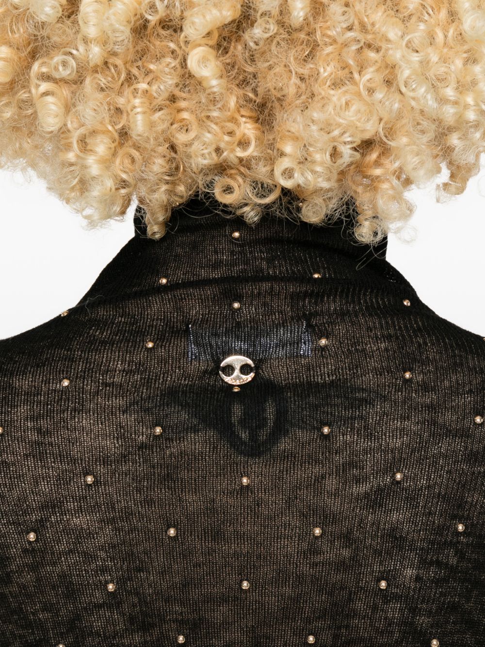 Maglione a collo alto con borchie in nero Rabanne - donna 