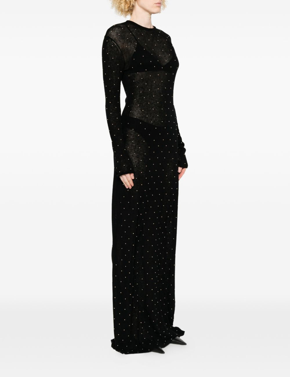 Abito lungo con borchie in nero Rabanne - donna 
