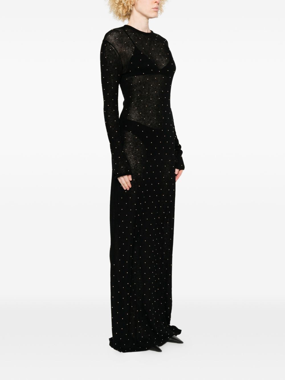 Abito lungo con borchie in nero Rabanne - donna 