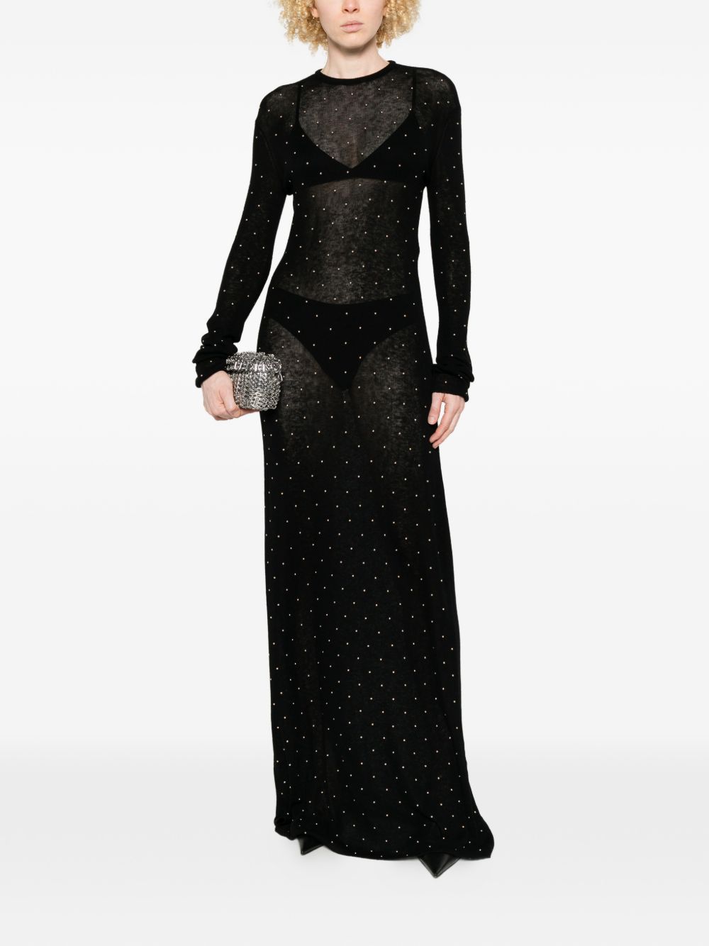 Abito lungo con borchie in nero Rabanne - donna 