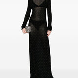 Abito lungo con borchie in nero Rabanne - donna 