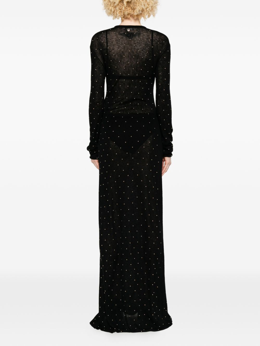 Abito lungo con borchie in nero Rabanne - donna 