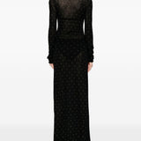 Abito lungo con borchie in nero Rabanne - donna 