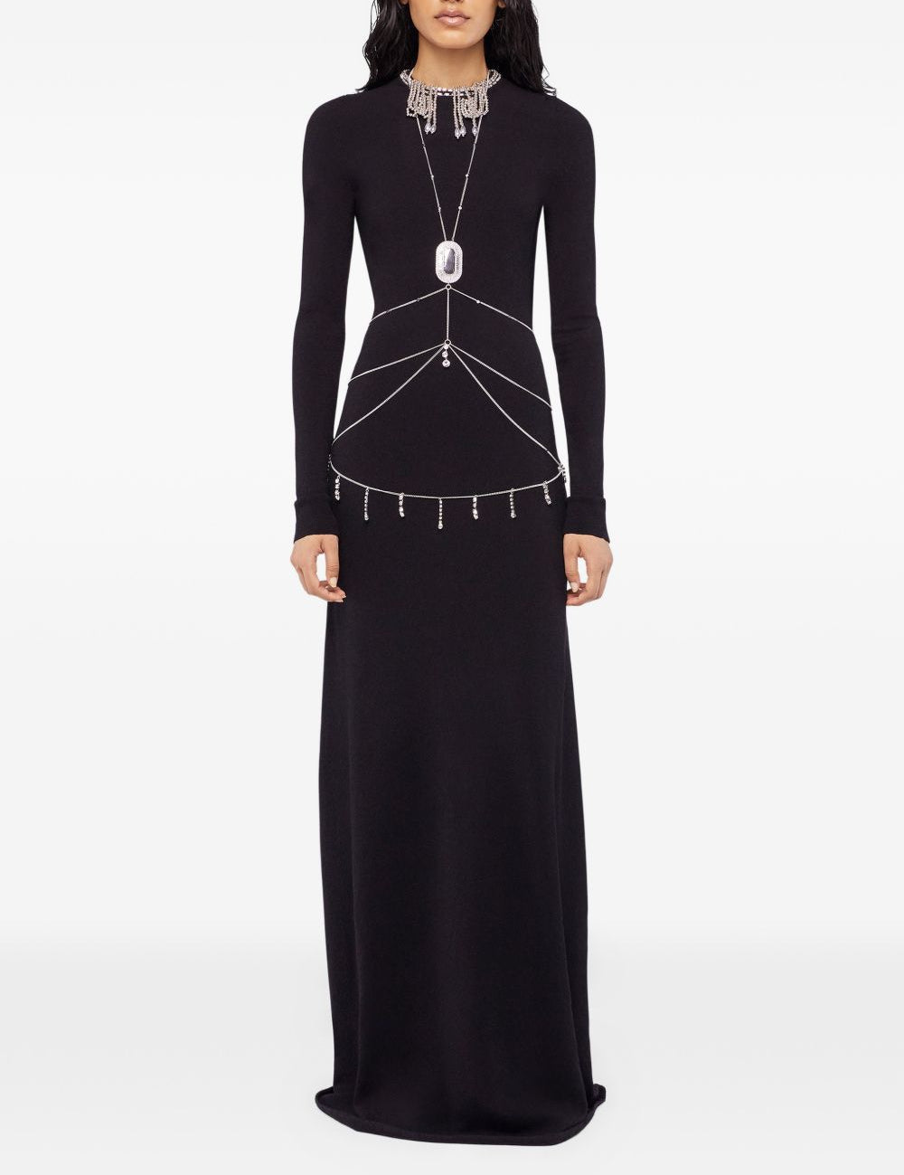 Abito lungo con schiena scoperta in nero Rabanne - donna 
