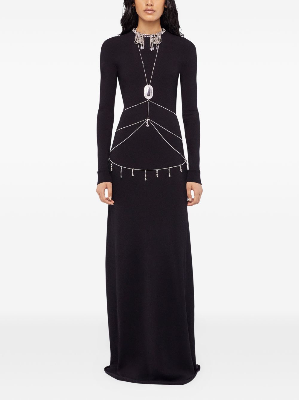 Abito lungo con schiena scoperta in nero Rabanne - donna 