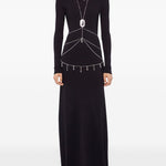 Abito lungo con schiena scoperta in nero Rabanne - donna 