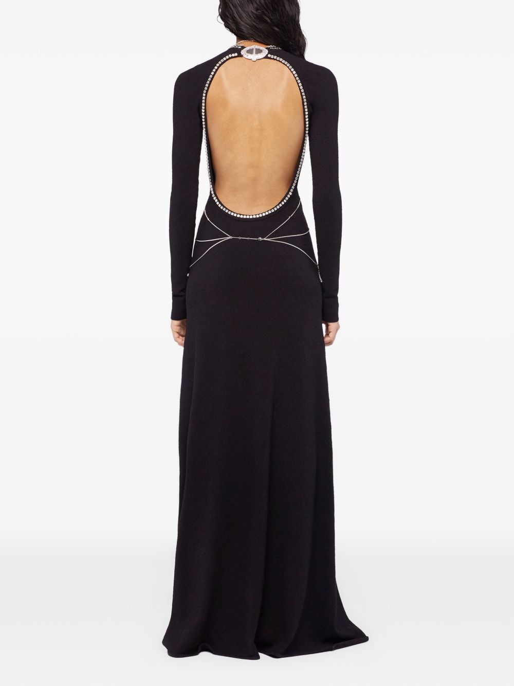 Abito lungo con schiena scoperta in nero Rabanne - donna 