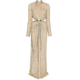 Abito lungo con paillettes in oro Rabanne - donna 