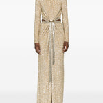Abito lungo con paillettes in oro Rabanne - donna 