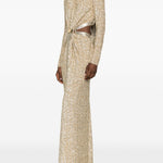 Abito lungo con paillettes in oro Rabanne - donna 