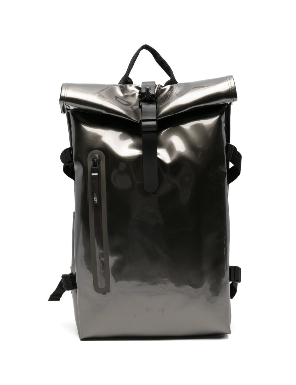 Zaino lucido con chiusura arrotolabile in argento Rains - uomo 