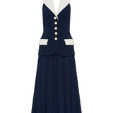 Abito midi con scollo a v ula in blu Rebecca vallance - donna 