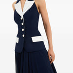 Abito midi con scollo a v ula in blu Rebecca vallance - donna 