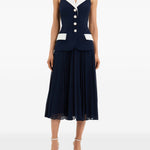 Abito midi con scollo a v ula in blu Rebecca vallance - donna 