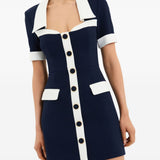 Mini abito con bottoni ula in blu Rebecca vallance - donna 