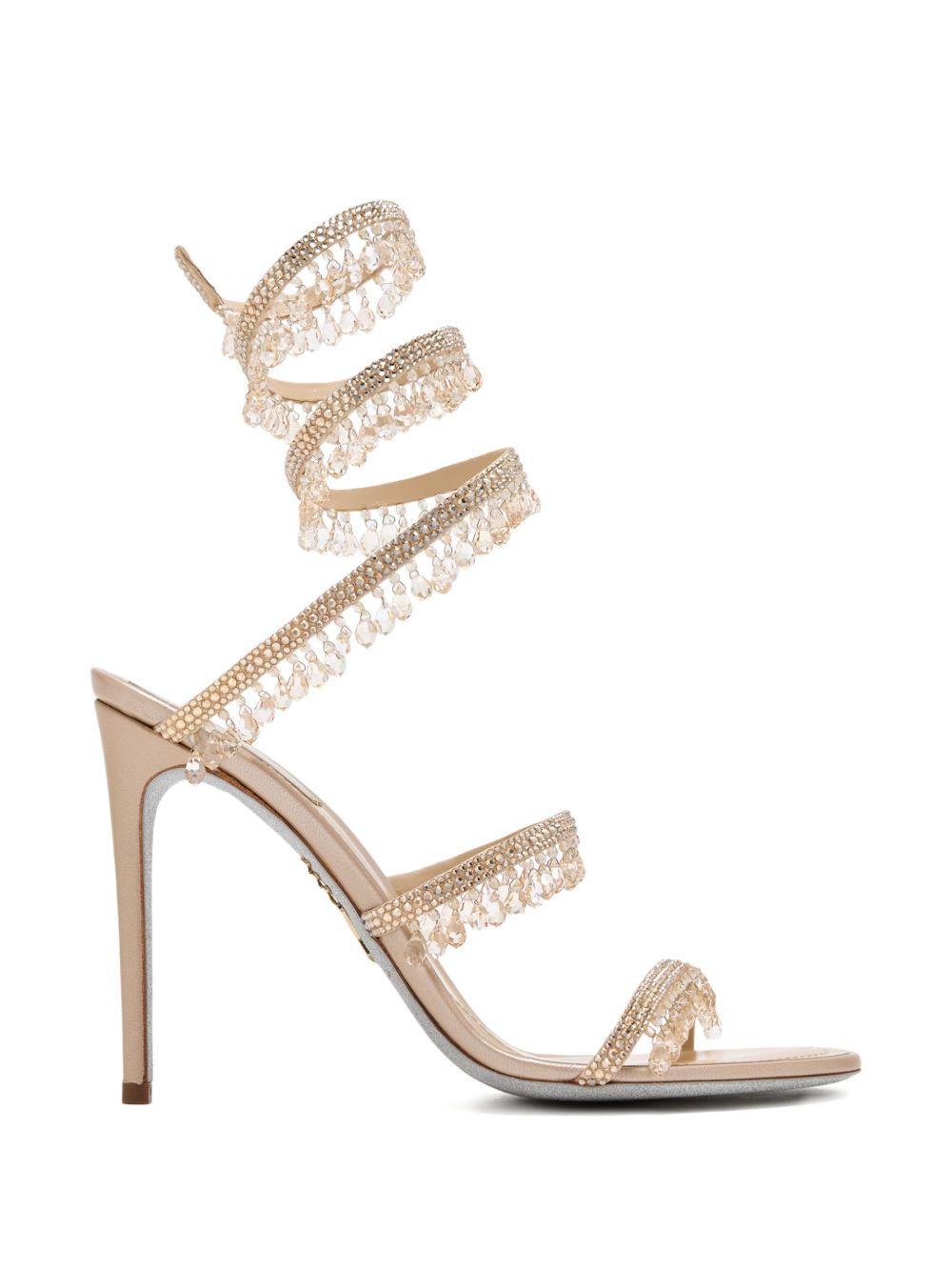 Sandali con tacco decorati con cristalli in beige Rene caovilla - donna 