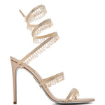 Sandali con tacco decorati con cristalli in beige Rene caovilla - donna 