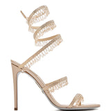 Sandali con tacco decorati con cristalli in beige Rene caovilla - donna 