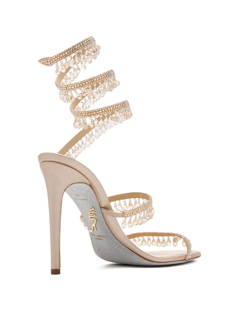 Sandali con tacco decorati con cristalli in beige Rene caovilla - donna 