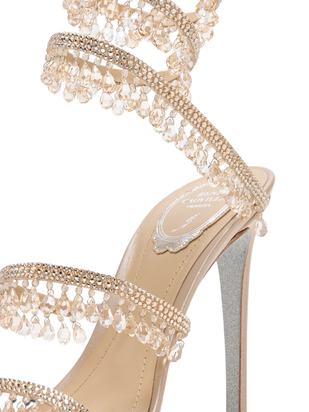 Sandali con tacco decorati con cristalli in beige Rene caovilla - donna 