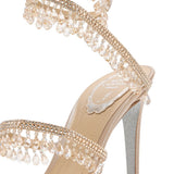 Sandali con tacco decorati con cristalli in beige Rene caovilla - donna 
