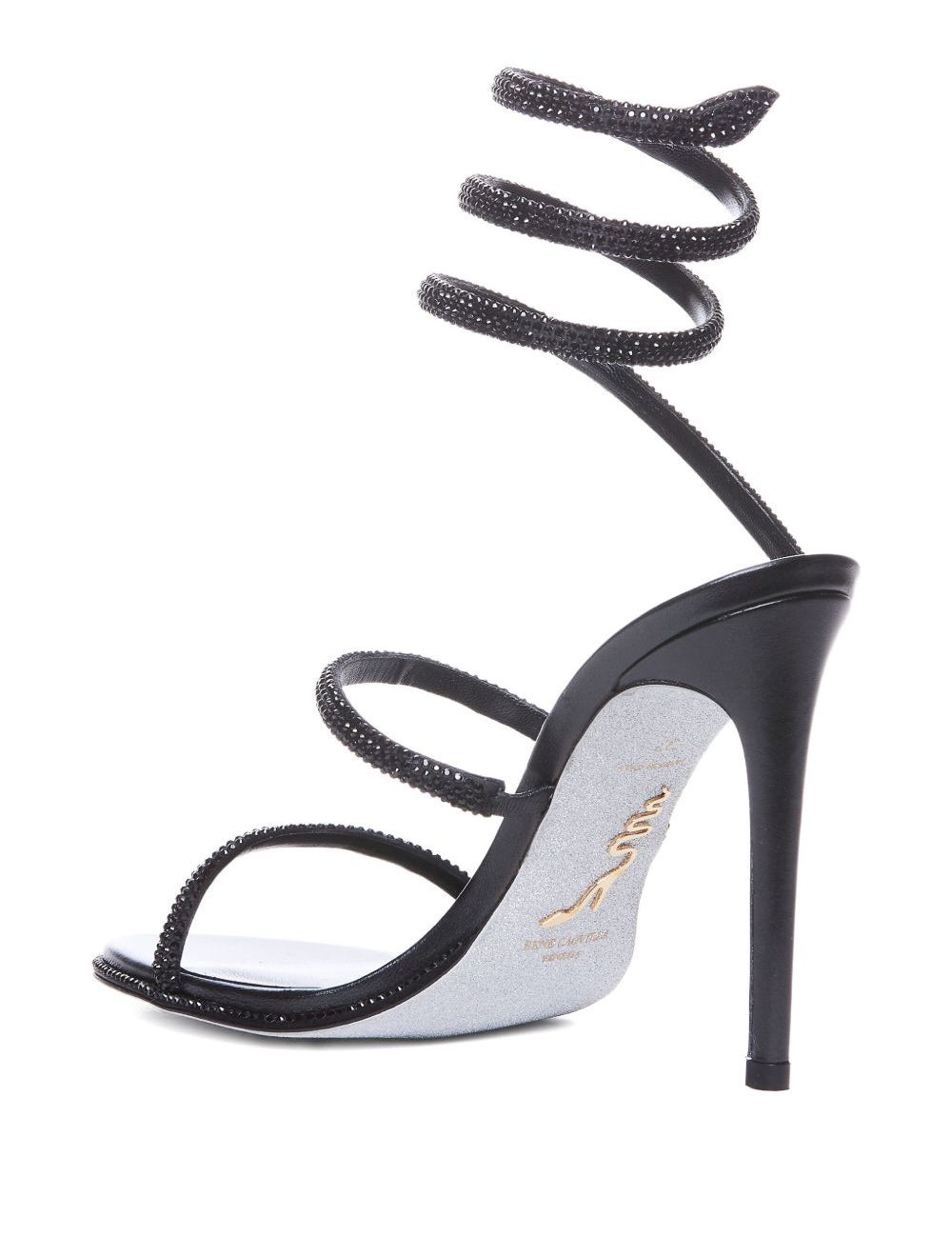 Sandali cleo con cristalli in nero Rene caovilla - donna 