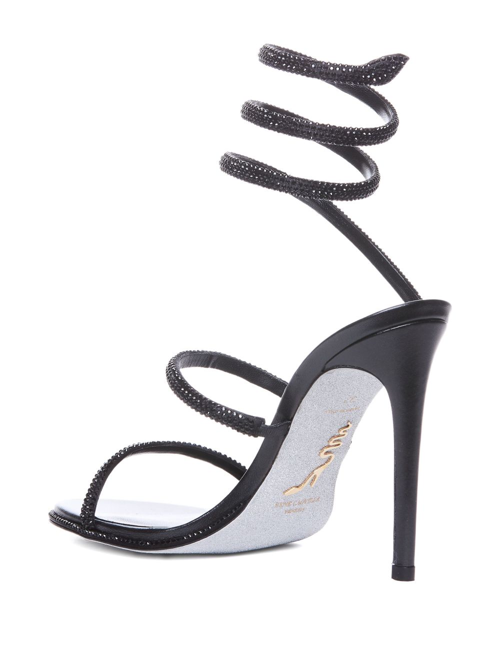 Sandali cleo con cristalli in nero Rene caovilla - donna 