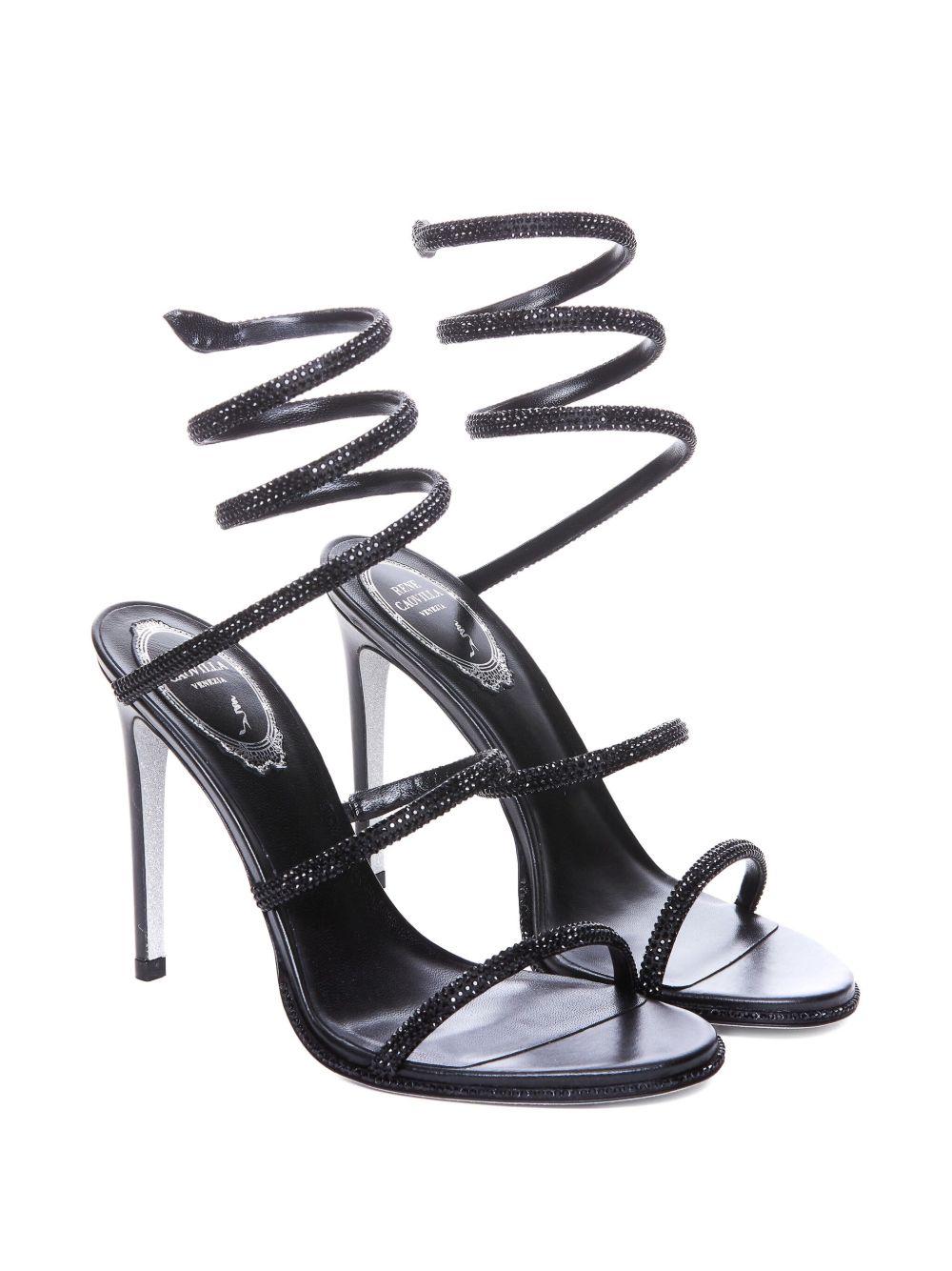 Sandali cleo con cristalli in nero Rene caovilla - donna 