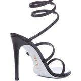 Sandali cleo con cristalli in nero Rene caovilla - donna 