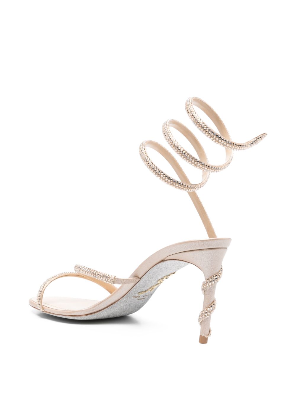 Sandali con tacco decorato in beige Rene caovilla - donna 