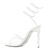 Sandali con cristalli in bianco Rene caovilla - donna 