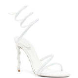 Sandali con cristalli in bianco Rene caovilla - donna 