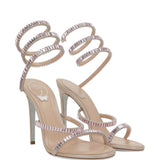 Sandali in pelle con strass in lilla Rene caovilla - donna 