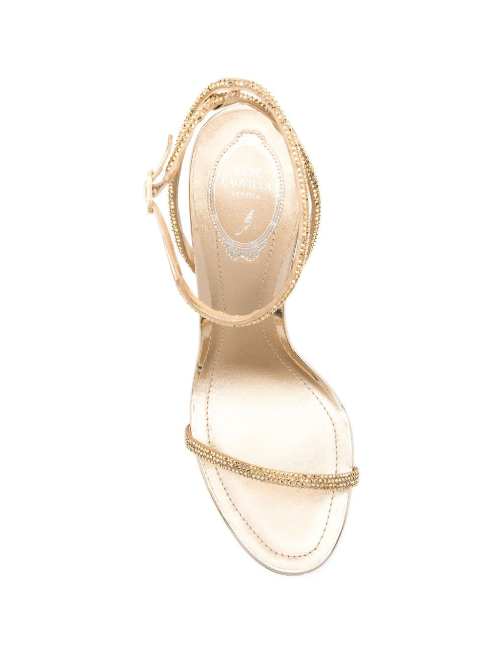 Sandali con cristalli in oro Rene caovilla - donna 