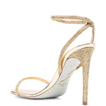 Sandali con cristalli in oro Rene caovilla - donna 