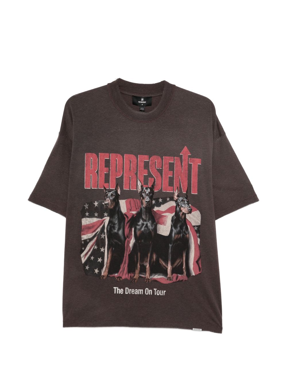T-shirt con grafica cane dream on tour in marrone Represent - uomo 