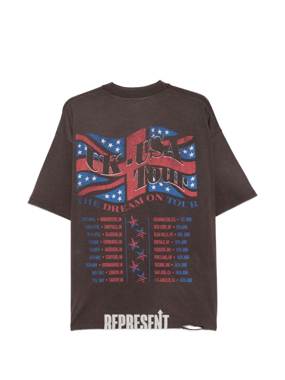 T-shirt con grafica cane dream on tour in marrone Represent - uomo 