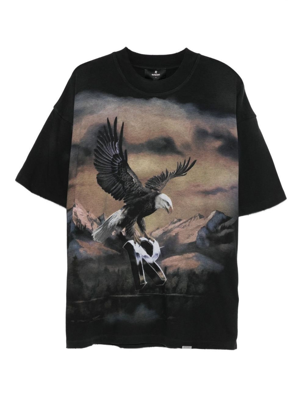 T-shirt con stampa aquila in nero Represent - uomo 