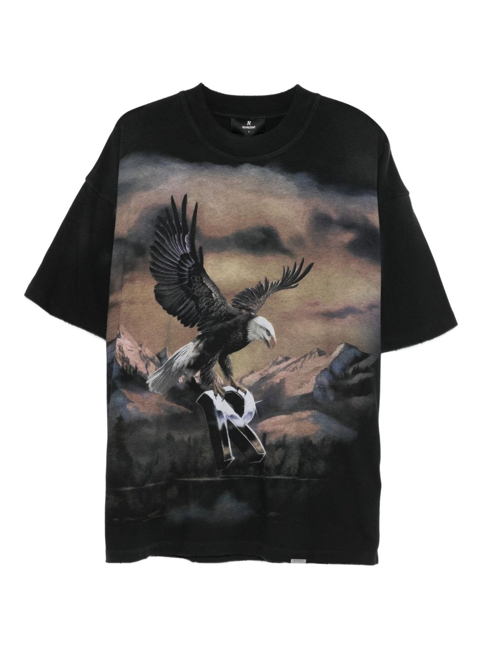 T-shirt con stampa aquila in nero Represent - uomo 