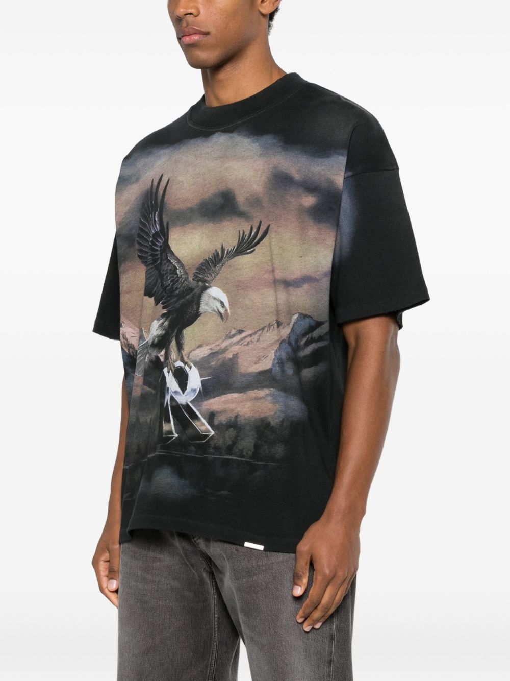 T-shirt con stampa aquila in nero Represent - uomo 