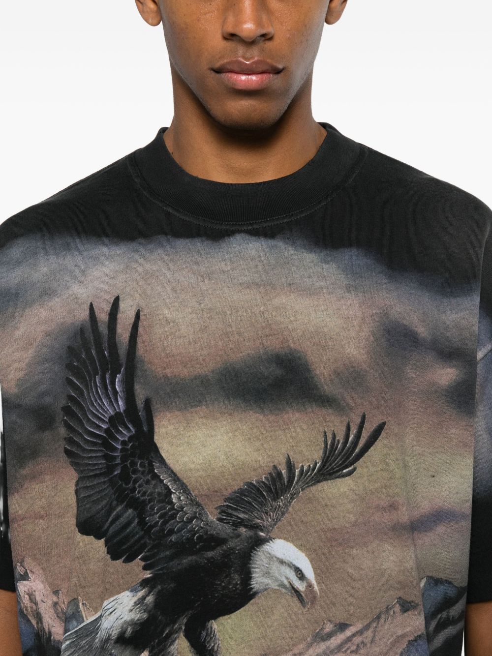 T-shirt con stampa aquila in nero Represent - uomo 