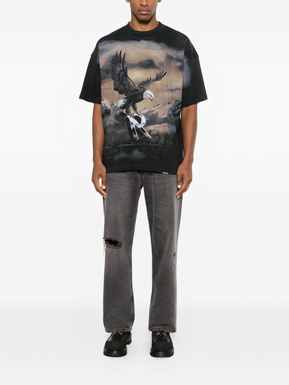 T-shirt con stampa aquila in nero Represent - uomo 