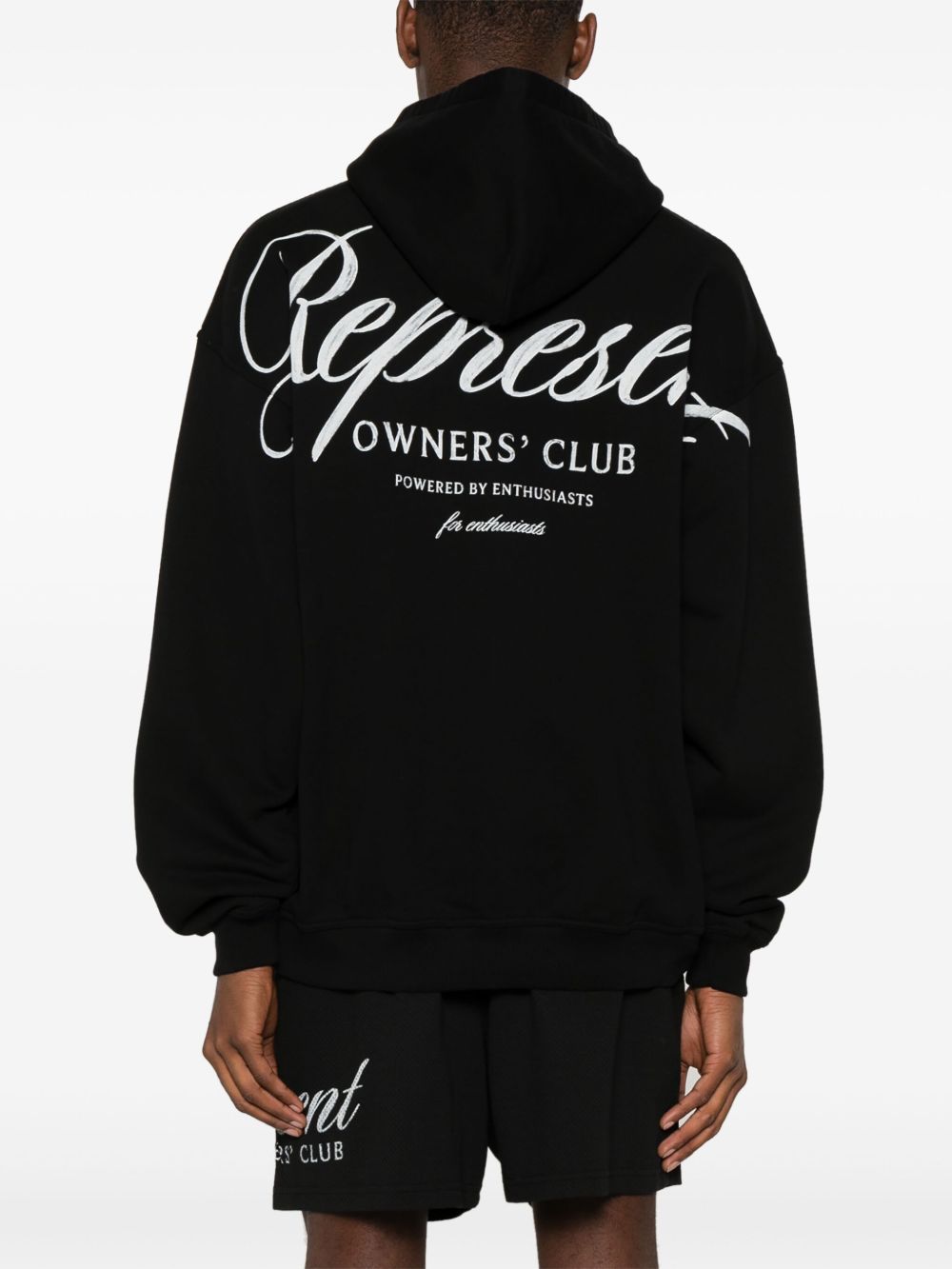 Felpa Owners Club Script con cappuccio in nero Represent - uomo 