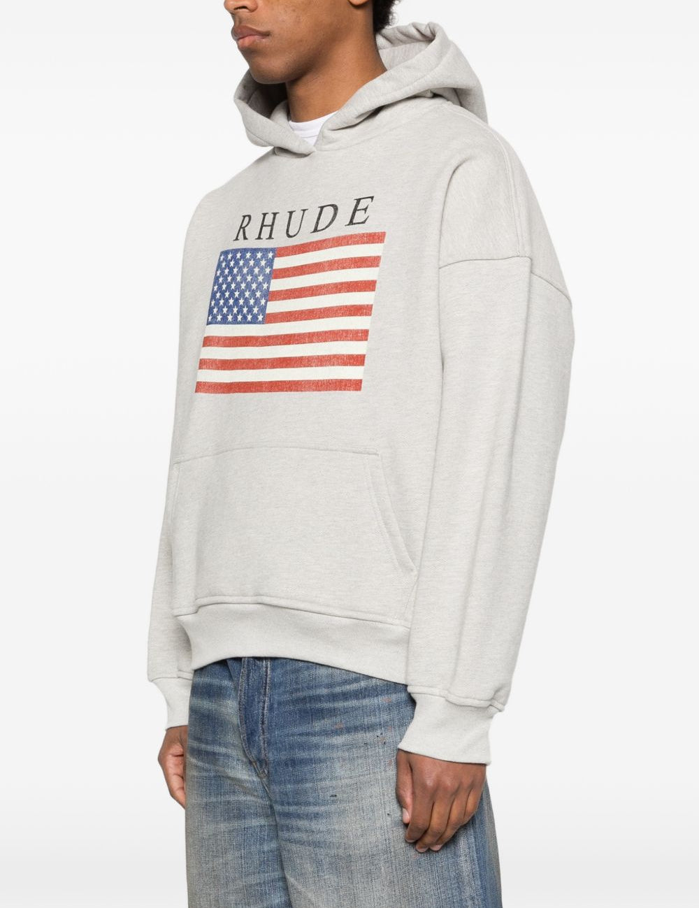 Felpa con stampa bandiera in grigio Rhude - uomo 