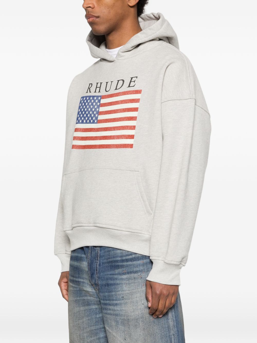 Felpa con stampa bandiera in grigio Rhude - uomo 