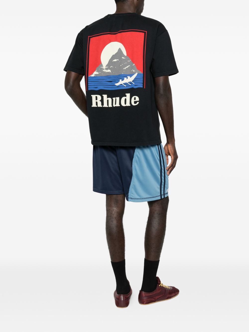 T-shirt con grafica del logo in nero Rhude - uomo 