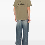 T-shirt a maniche corte in verde Rhude - uomo 